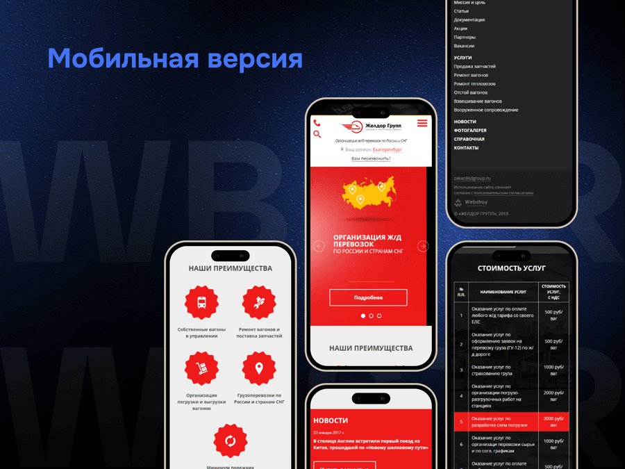Мобильная адаптация сайта для проекта «Желдор Групп»